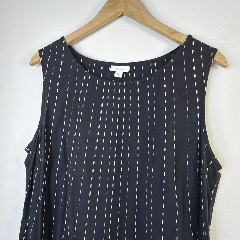 J. Jill XL Pure Embroidered Maxi Dress black white pinstriped bohemian classic - Picture 3 of 14